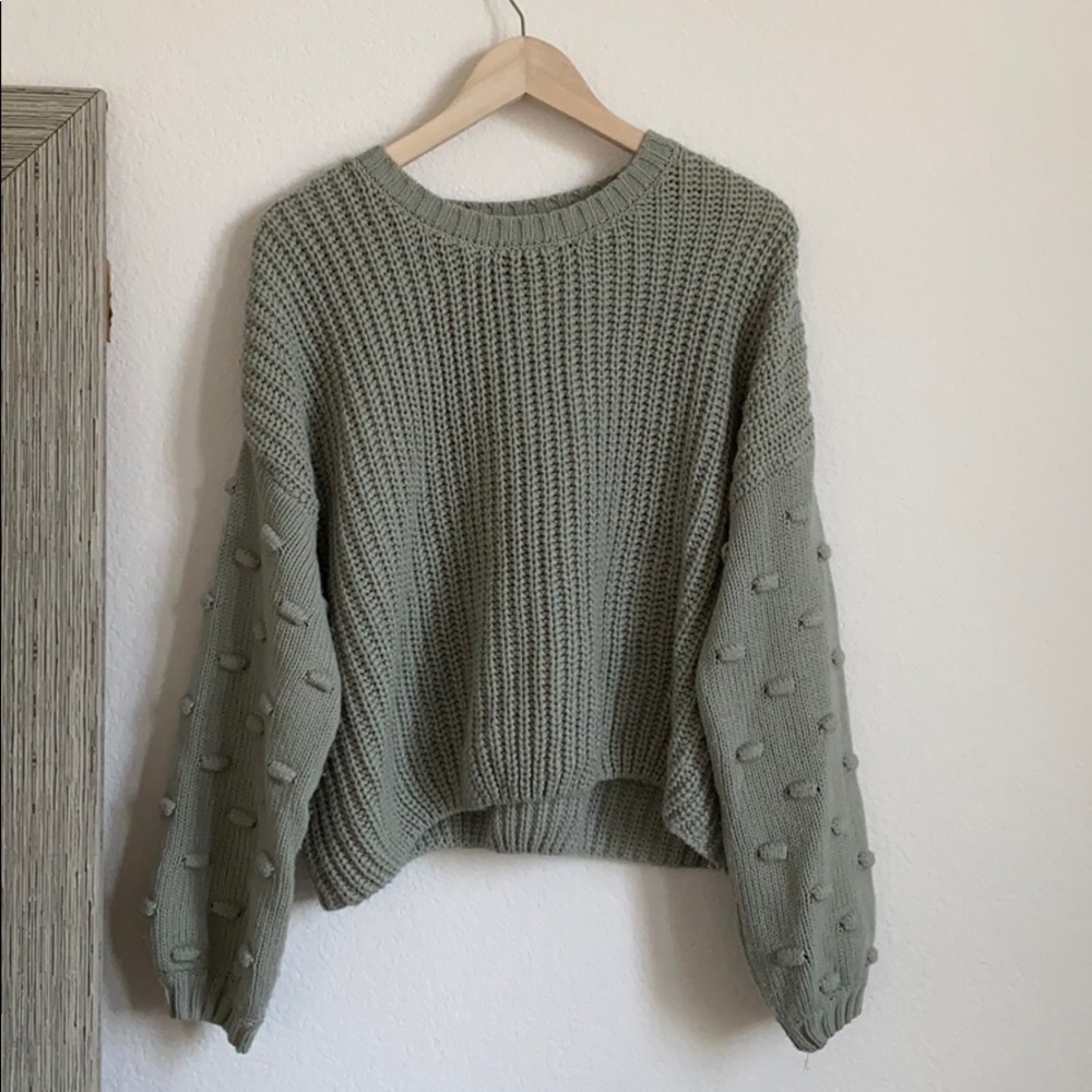 Green polka dot sleeved sweater!